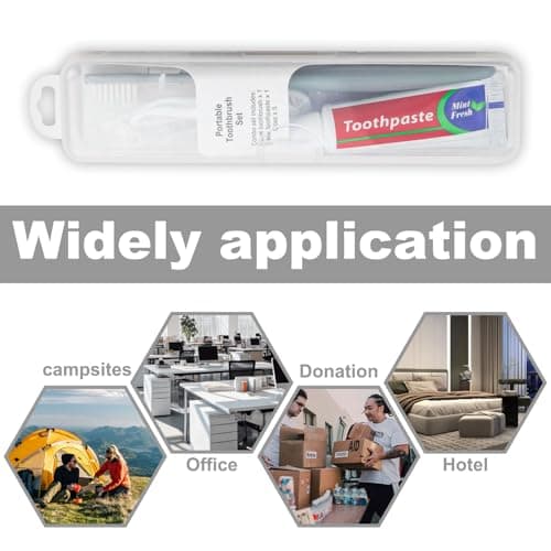 Toothbrush Toothpaste Set, Travel Toothbrush Set with 5 Floss Picks, Travel Toothbrush Set Case, Individually Packaged, Suitable for Home, Travel, Hotel (4-Pack) — view 4