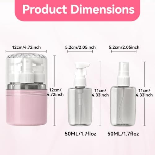 Xiuxhae Refillable Dunkle 4 In 1 Travel Bottles Set for Toiletries(PINK) — view 5