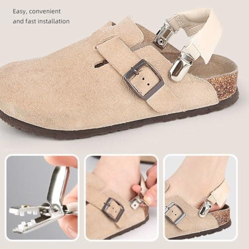 Sslvya 1 Pair Leather Sandal Heel Straps Non-slip Elastic Shoe Back Strap with Metal Buckle for Daily Use to Prevent Slipping — view 6