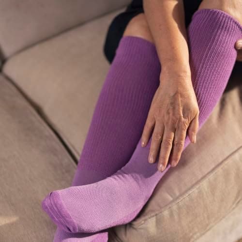IOMI Knee High Diabetic 3 Pack Bamboo Non Elastic Socks for Swollen Feet | Long Extra Wide Non-Binding Soft Top Socks (4-8, Black) — view 5