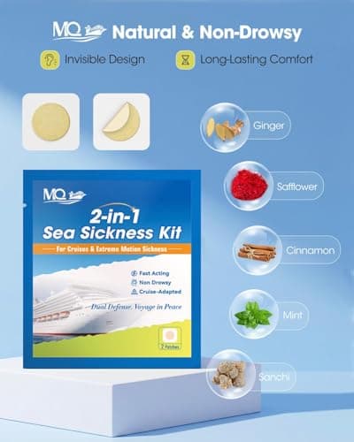 MQ 28ct Sea Sickness Patches & 1Pair Bracelets, Travel Sickness Patch with Motion Sickness Wristbands, Travel Essentials for Cruise & Flight Non-Drowsy, 72h Long-Lasting — view 4