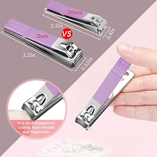Nail Clipper Set Manicure Set Women Aceoce Stainless Steel Figer Toe Nail Clippers Travel Manicure Grooming Kit Personal Care Set Gift for Travel Partner Mini case 4 in 2 — view 3