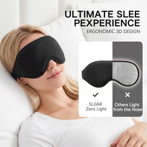 SLIJAR 100% Blackout Sleep Mask for Men Women, 3D Contoured Eye Mask for Sleeping, Zero Eye Pressure Breathable Blindfold with Adjustable Strap for Travel Office Home — view 6
