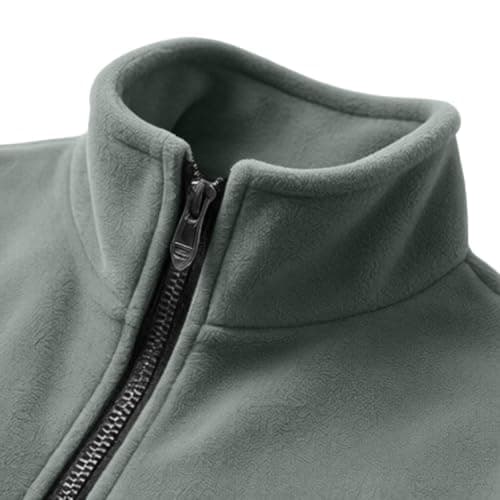 Fleece Jacket Mens Oversized Stand Collar Multi Pocket Solid Full Zip Coat — view 3
