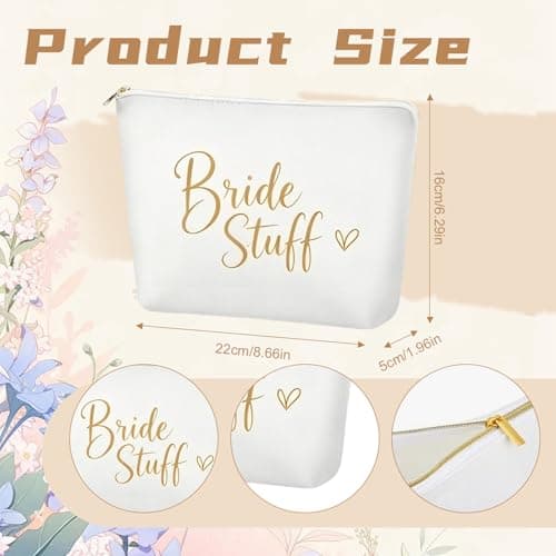 PUQGAOIP Bride Gift Bag, 3 Pcs Set with Jute Bride Bag with Makeup Pouch and Bow, Bride to Be Gifts for Hen Party, Bridal Shower Gifts for Bride,Travel Beach Shopping Handbag for Bride — view 4