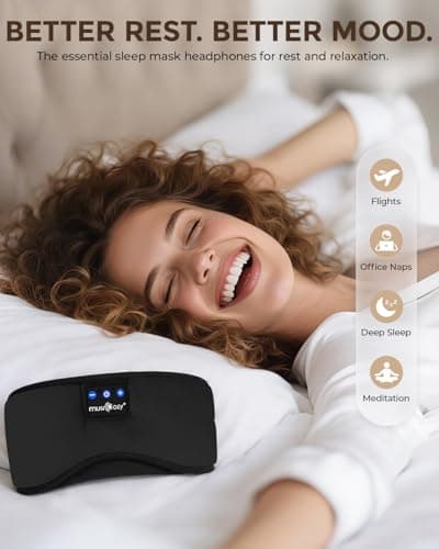 MUSICOZY Cotton Sleep Mask Headphones Side Sleeper Comfort — view 6