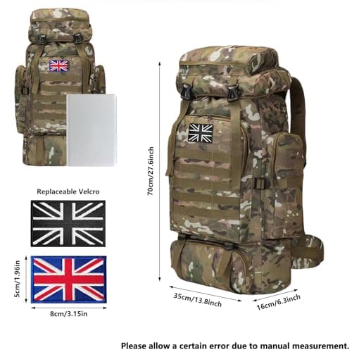 Lesbyit 80L Waterproof Hiking Backpack Lightweight Tactical Rucksack — view 2