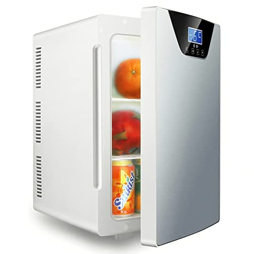 YINO 20L Car Refrigerator 12/24V Car Fridge, Portable Car Fridges Freezer, Mini Fridge Electric Cooler Box for Camping, Road Trip, Picnic, Household (Silver, Single Door)