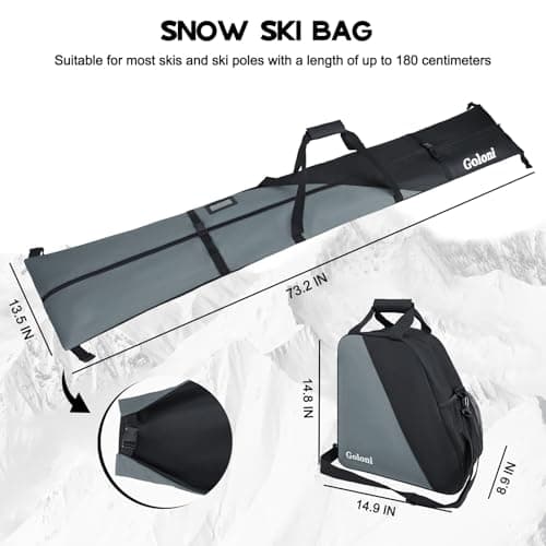Goloni Ski Bag and Boot Bag Combo,Ski Bags for Air Travel,Water- resistant Snowboard Bag Fits for Skis Up to 180 CM and Boots Up To Size US13 — view 4