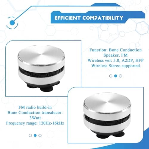 Clickinline Portable Compatible Bone Conduction Speaker Stereo Sound Bluetooth Speaker Easy Install (Silver) — view 6