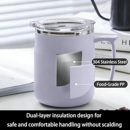 YiZhou Stainless Steel Travel Mug 500ml (17oz) – Leakproof 304 Cup with Locking Lid, Ergonomic Grip for British Tea, Office, UK Commute & Outdoor – Purple — view 4