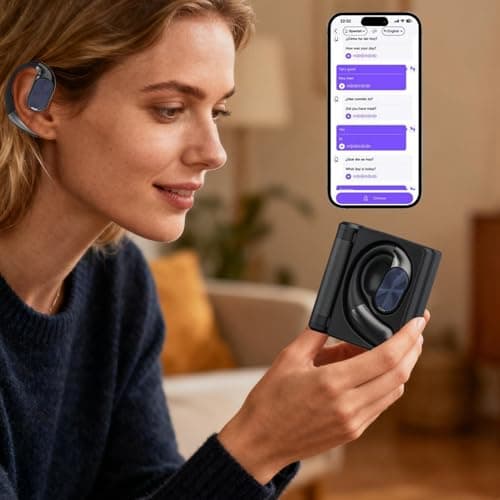 Over Ear Earbuds - Double-Fold Case Headset,Double-Fold Case Noise Cancelling Wireless Phone Earbuds,for Home, Study, Playing Games, Sports, Workout, Gym, Work, Music — view 3