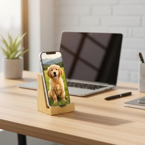 Osco Bamboo Smart Phone Holder | Mobile Stand | Cell Phone Dock | Device Cradle | H10 x W8.0 x D7.0cm — view 5