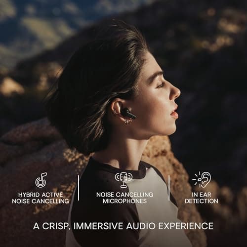 Urbanista Phoenix Solar Powered Hybrid ANC True Wireless Earbuds, Infinite Playtime Active Noise Cancelling Bluetooth Earphones, IPX4 Multipoint In Ear Headphones & Self Charging Case, Midnight Black — view 3