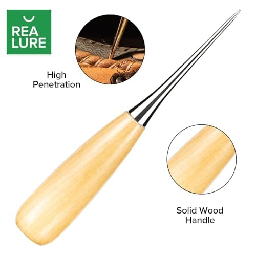 Realure 20pcs Leather Repair Kit, Heavy-Duty Upholstery Sewing Set with Awl, Stainless Steel Needles & Waxed Thread for Sofa, Shoe & Car Seat Repair — view 6