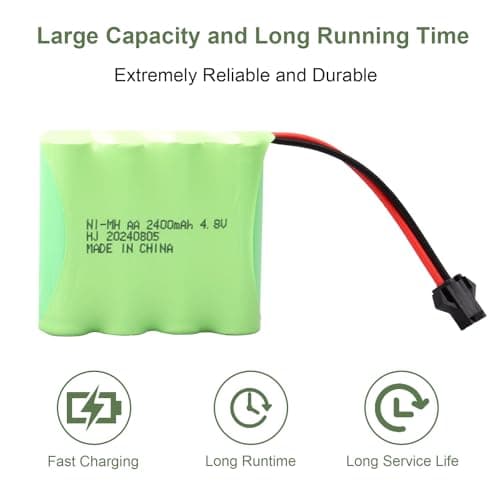 2PCS NiMH RC Rechargeable Battery Pack 4.8V 2400mAh with SM 2P Connector, Suitable for Radio-Controlled Car, Electric Toy Car Vehicles, Remote Controlled Trucks, Power Tools — view 5