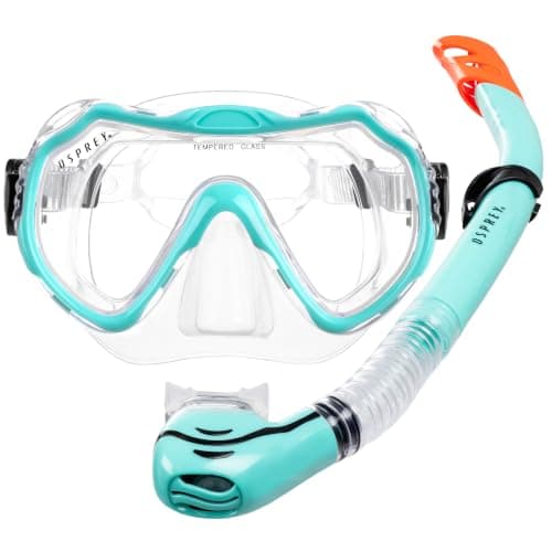 Osprey Adult Snorkel Set with Tempered Glass Mask & Semi-Dry Snorkel