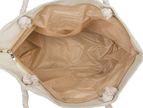 styleBREAKER Womens Beach Bag with Metallic Cube Print,Beige- Rose Gold — view 3