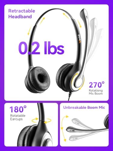 Wantek USB Headset With Microphone For Laptop, PC Headphones With Mic Noise Cancelling, Computer Headsets With In-Line Volume Control & Mute, Compatible with Ms teams, Zoom, Webex, Office, Home — view 6