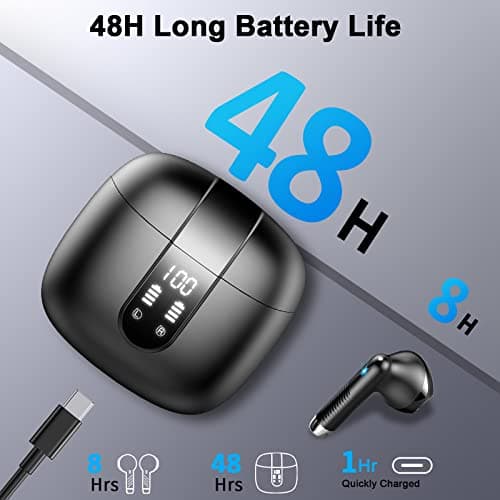 Drsaec Wireless Earbuds, 2026 NEW Wireless Headphones with 4 ENC Mic Black — view 5