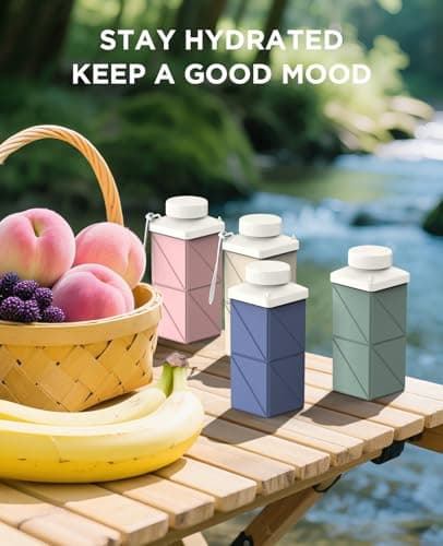 Mefold Collapsible Water Bottles 17.4oz(516ML), 2nd Generation Leakproof BPA-Free Silicone Travel Water Bottle,Lightweight Reusable Water bottle, Portable for Travel Cycling Gym Sports,Champagne White — view 5
