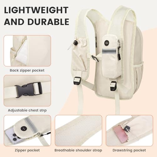 TUIKEN Small Hiking Backpack 15L- Lightweight Packable Foldable Backpack for Travel Camping Outdoor Commute, Compact Rucksack for Women Men(Beige) — view 3