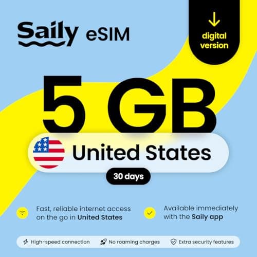 Saily, eSIM Data Plan for the USA, 5GB/30 Days, Digital Code