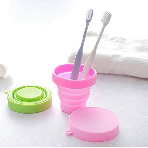 Guissi Collapsible Cup Compact Silicone, Reusable Food Grade Folding Mug with Lids, Expandable Retractable Drinking Set, Portable, Pocket Size for Outdoor Camping Travel and Hiking — view 5