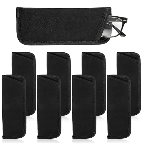 Quilax 8 Pack Soft Glasses Case for Men, EVA Material Eyeglass Cases, Black Glasses Case Fabric, Slip-In Design for Travel