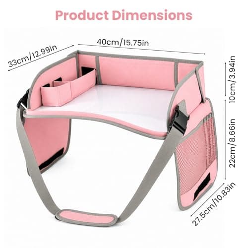 Holdfiturn Kids Travel Tray Car Seat Lap Desk with Tablet Holder, Portable Activity Tray for Airplane Car Road Trip, Travel Essentials with Erasable Surface Travel Desk Essential Accessories — view 5