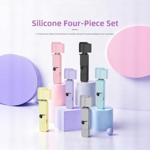 JoyousMall Soft Silicone Cases for DJI for Osmo Pocket 4, Shockproof Skin Protective Case Cover with Screen Protector & Lanyard, Anti-Scratch Action Camera Accessories(Mint Green) — view 4