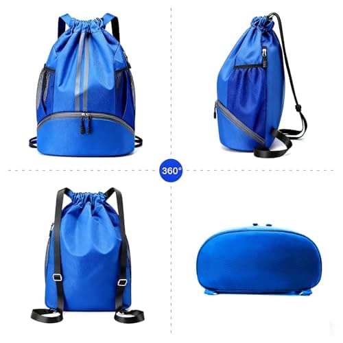 Fjquamitix Drawstring Bags,Waterproof PE Bag,Sports Swimming Backpack Large Unisex Gym Bag with Shoe Compartment Wet And Dry Separation For Travel, School, Beach,Sports — view 5