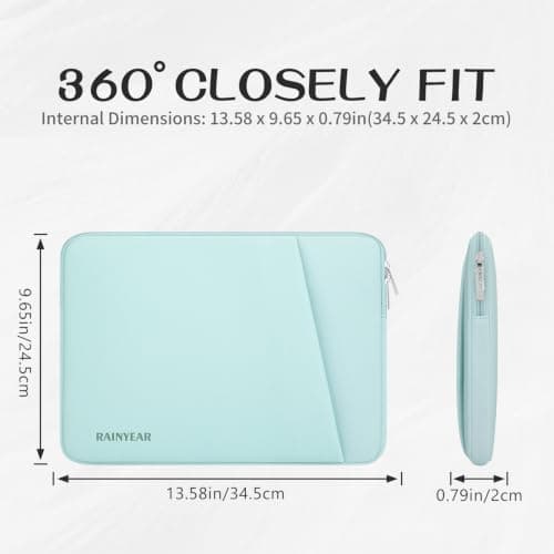 RAINYEAR 14 Inch Laptop Sleeve Padded Case with Front Pocket, Mint Green — view 5