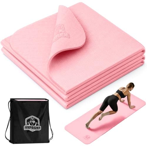 HAPBEAR Foldable Yoga Mat - 183×61cm×6mm, Includes Carry Bag