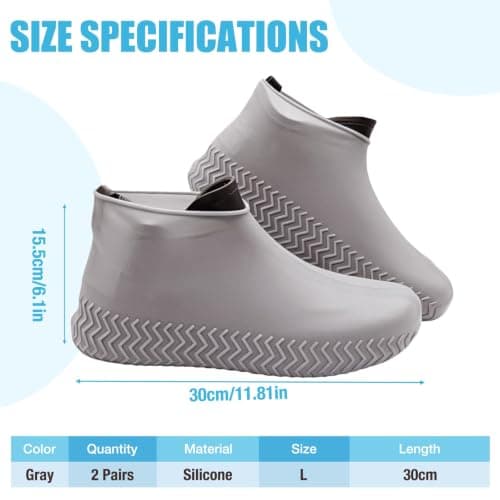 ZOCONE 2 Pairs Grey Silicone Shoe Covers Waterproof for Men Women — view 2