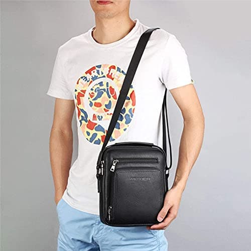 A-QMZL Mens Shoulder Bags Travel Shoulder Bag Messenger Bag Vintage PU Leather Shoulder Bag Waterproof Crossbody Handbag Satchel Sling Bags Suitable for Leisure, Festivals and Travel (black) — view 3