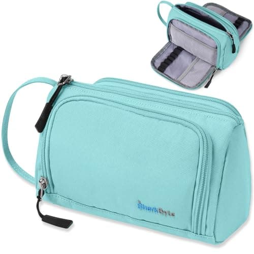 SharkByte Large Pencil Case Organiser, Big Capacity Aesthetic Stationery Storage Pouch with Compartments, Trendy Desk Setup Pen Holder for Students, Study, Makeup, Travel Essentials & Accessories Bag