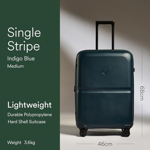 ANTLER - Single Stripe Hard Shell Medium Suitcase - Durable, Lightweight & Expandable, 4 Spinner Wheels - Adjustable Handle, TSA Lock, 68cm - Indigo — view 2