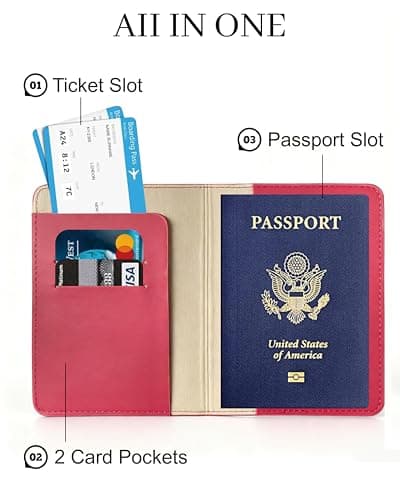 toTravelGear Passport Holder for Travel Essentials,RFID Blocking Passport Cover Case for Travel Accessories,Travel Wallet for Women Men, Wine Red, 5.5 x 4 inches, Compact, Minimalist — view 3