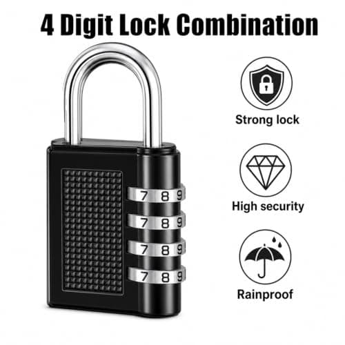 2 Pack Travel Combination Padlock, 4 Digit Luggage Lock with Resettable Code, Durable Zinc Alloy Small Padlock for Suitcase Backpack Gym Locker, Code Lock for Travel — view 3