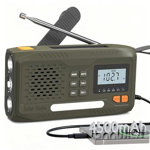 Joudix Wind Up Solar Radio,4500mAh Rechargeable Portable Emergency Radio