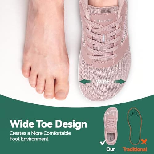 gitzing Barefoot Shoes for Womens Mens Wide Outdoor Trail Minimalist Running Trainers Walking Shoes Lightweight and Breathable Sneakers Unisex-Classic Pink 7.5 UK(41 EU) — view 2