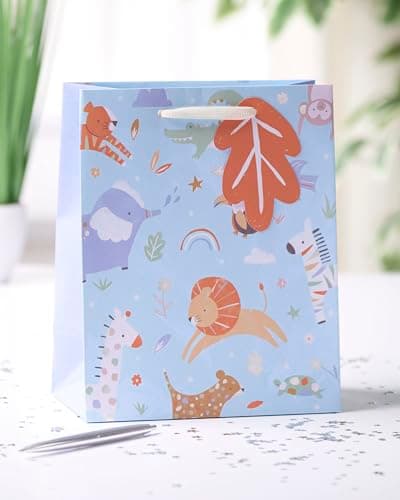 UK Greetings | Medium Gift Bag for Baby Boy/New Parents | Animals Design — view 3