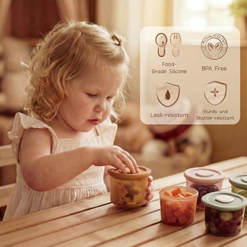 Moonkie Silicone Baby Food Storage Containers, 4 Pack, 120ml Weaning Freezer Pots with Airtight Lids, Reusable Baby Food Snack Pots, Microwave and Dishwasher Safe, Perfect for Infant & Toddler Food — view 5