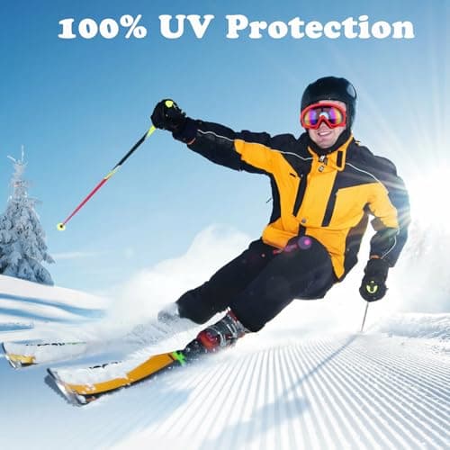QHNTXQD Ski Goggles Snowboard Goggles for Men Women Kids Winter Snow Windproof Sports Sunglasses Motorcycle ATV Glasses for Youth Adult Teens, UV Protection Foam Anti-Scratch Dustproof (Red) — view 5