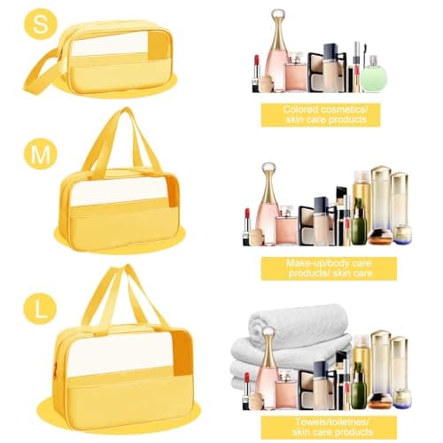 Clear Travel Toiletries Bag, 3Pcs Portable Travel Toiletry Bag(Yellow) — view 4