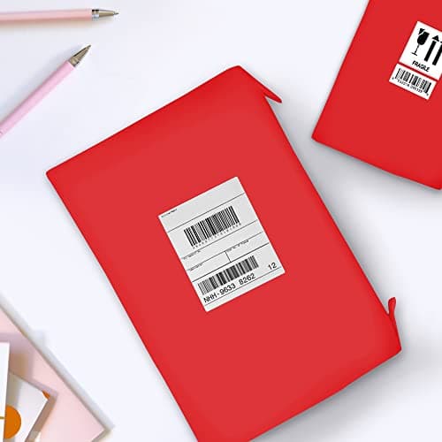 YUNJU 60 Mixed Mailing Postal Self-Seal Closure Plastic Bags - Envelopes for Posting Clothes, Postal, Packaging, Shipping Bags - Tempered Proof, Secure Medium Postage Bags - Mixed Sizes - Red — view 6
