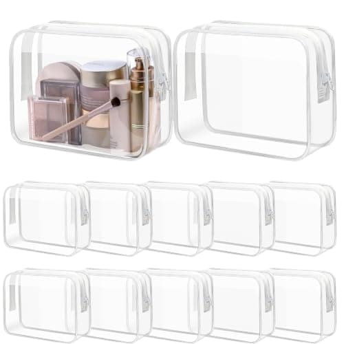 12 Pack Clear Toiletry Bags for Travel, Transparent Makeup Bags with Zip