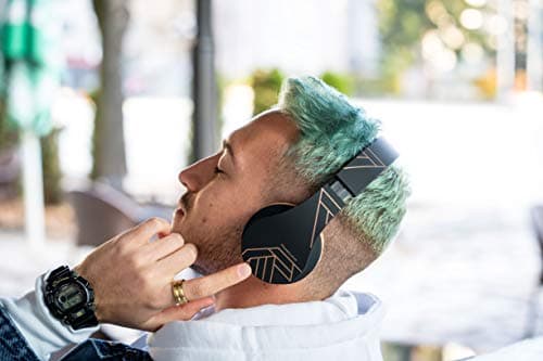 PowerLocus Wireless Bluetooth Over-Ear Stereo Foldable Headphones, Wired Headsets Noise Cancelling with Built-in Microphone for iPhone, Samsung, LG, iPad (Black/Brown) — view 6