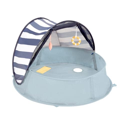 Babymoov Aquani Pop Up Baby Beach Tent & Paddling Pool - Anti-UV Sun Protection UPF 50+, Marinière